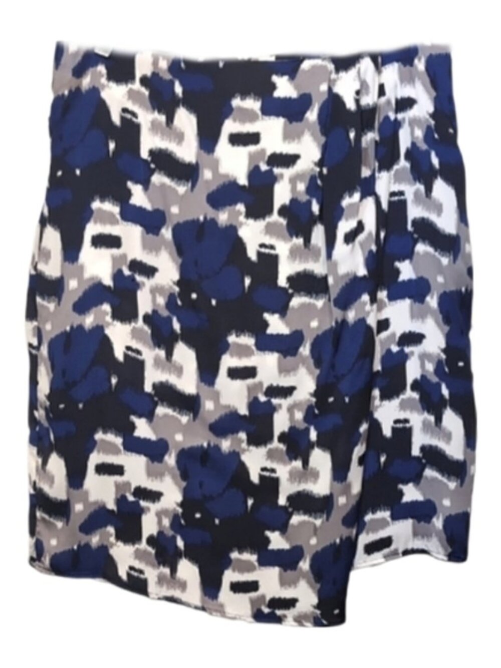 Melanie Lyne Patterned Wrap Pencil Skirt Womens Size Large Blue Black Pleated